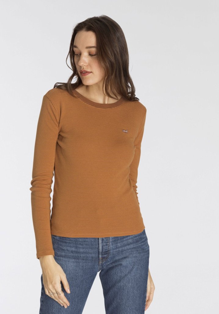 LEVI'S® DÁMSKÉ TRIKO S DLOUHÝM RUKÁVEM PRUHOVANÉ - SKOŘICE