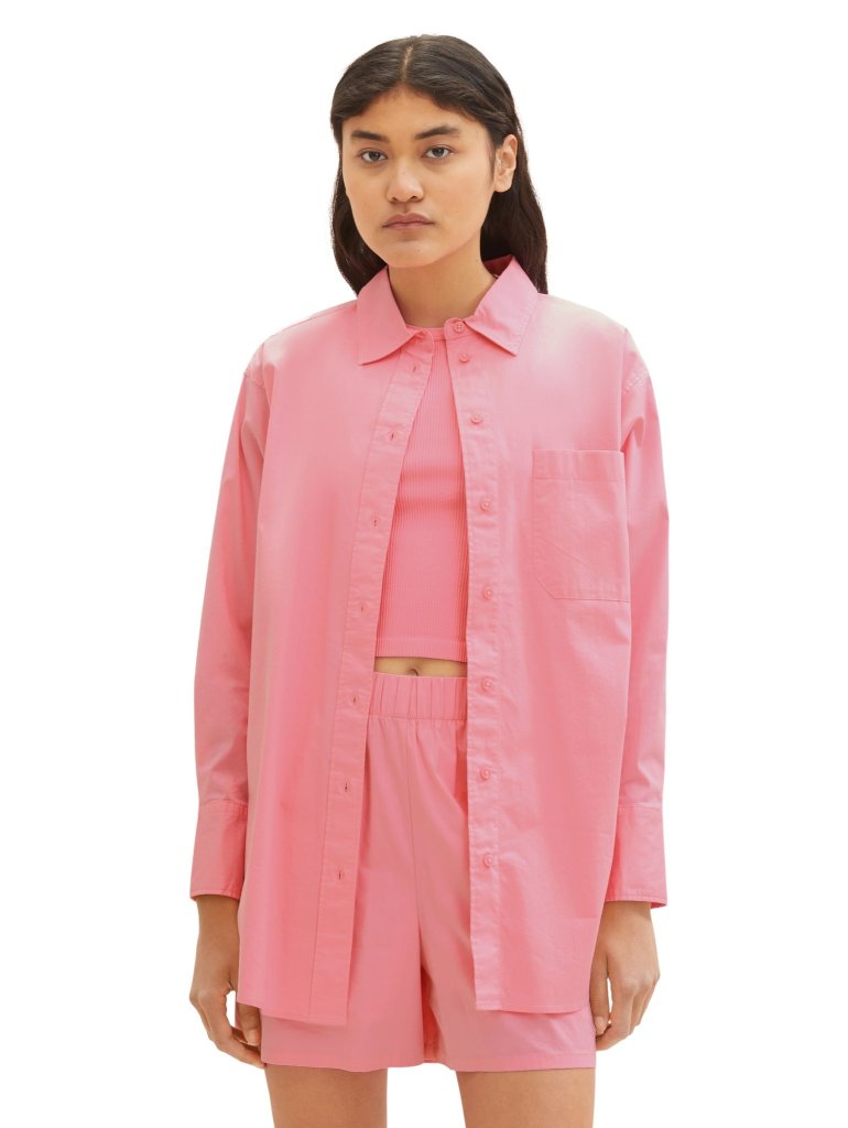 TOM TAILOR DENIM   DÁMSKÁ OVERSIZE BLŮZA-RŮŽOVÁ