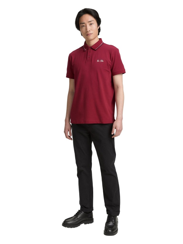 TOM TAILOR PÁNSKÉ POLO PIQUE - VÍNOVÉ