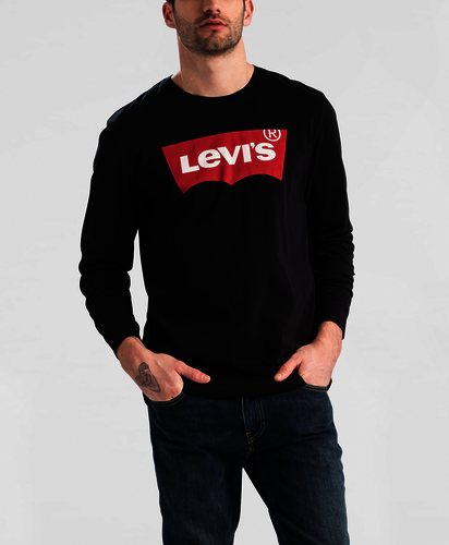 LEVI'S® PÁNSKÉ TRIKO DLOUHÝ RUKÁV BATWING - ČERNÉ