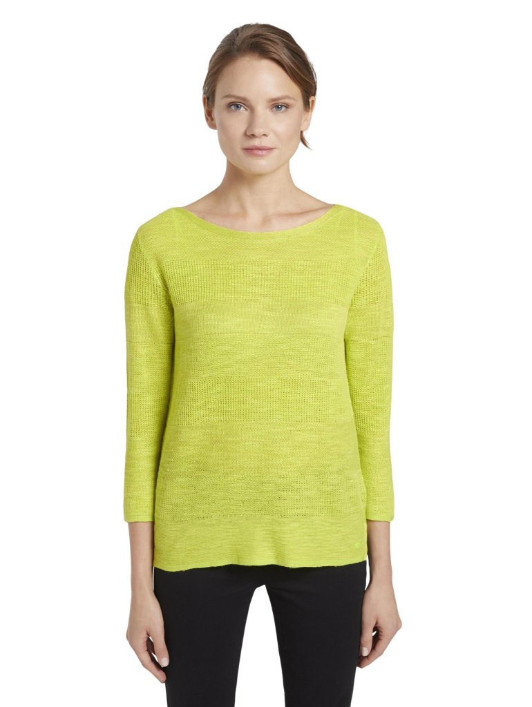 TOM TAILOR  DÁMSKÝ LETNÍ SVETR Z LNĚNÉ PŘÍZE-CITRUS GREEN