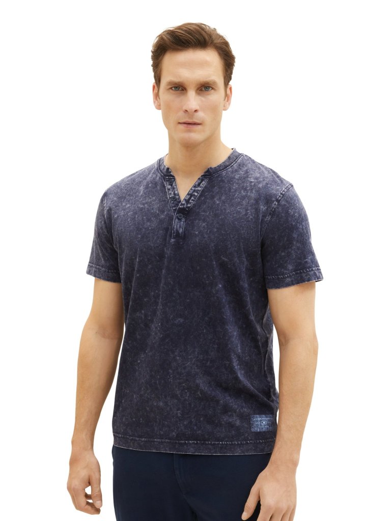 TOM TAILOR PÁNSKÉ HENLEY TRIKO OPRANÝ VZHLED -NAVY