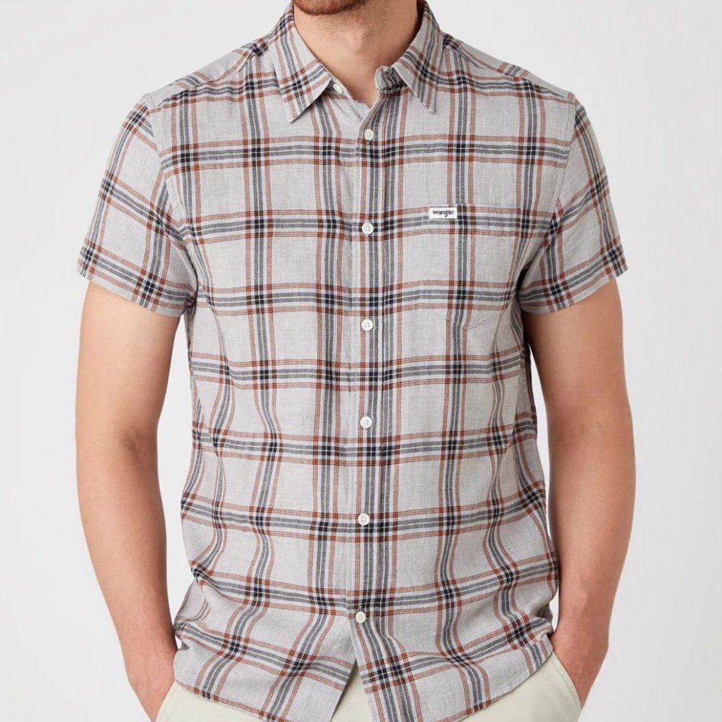 Wrangler®Pánská košile s krátkým rukávem TORNADO GREY