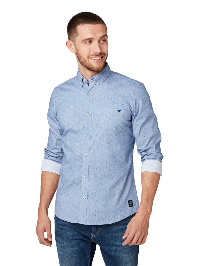 TOM TAILOR®KOŠILE DL.RUKÁV GEOMETRICKÝ VZOR-SV.MODRÁ