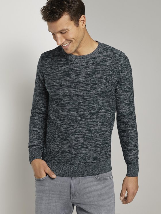 TOM TAILOR®PÁNSKÝ SVETR KE KRKU ZELENÝ MELÍR