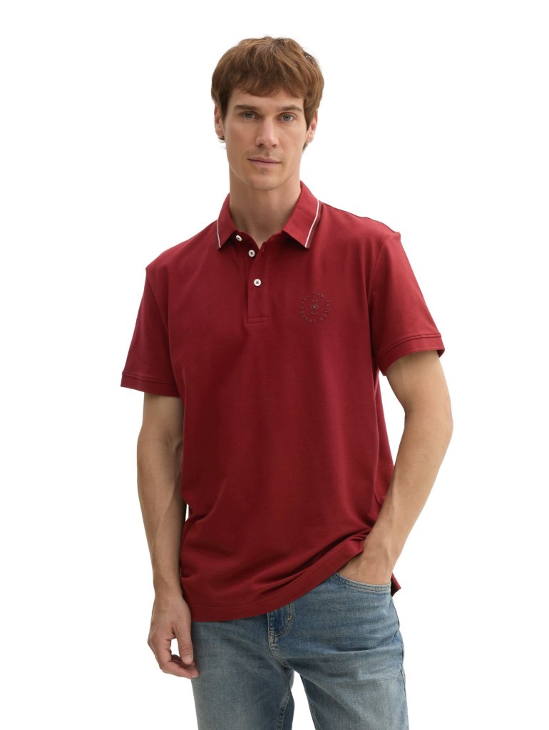 TOM TAILOR® PÁNSKÉ POLO S KRÁTKÝM RUKÁVEM - BORDO
