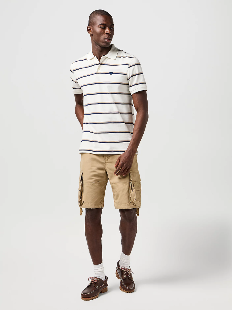 WRANGLER® PRUHOVANÉ PÁNSKÉ PIQUE POLO - BÍLÉ