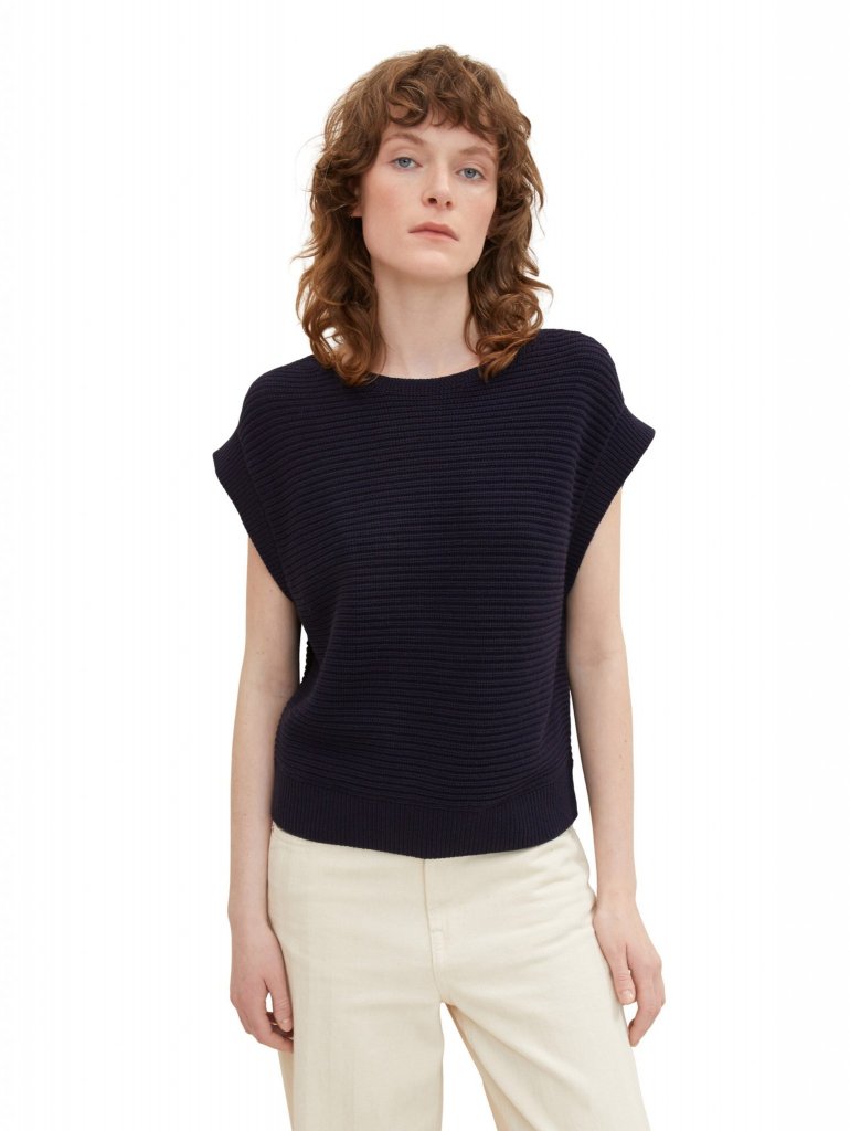 TOM TAILOR DÁMSKÁ PLETENÁ VESTA-NAVY