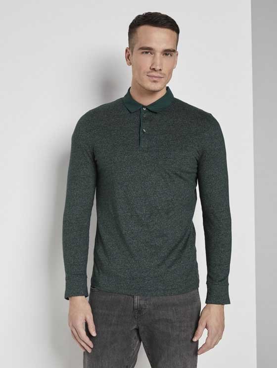 TOM TAILOR SLIM FIT POLOKOŠILE DLOUHÝ RUKÁV-ZELENÝ MELÍR