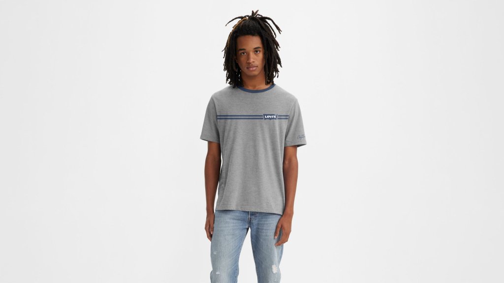 LEVI'S®PÁNSKÉ TRIKO SS RELAXED FIT TEE BW STRIPE-ŠEDÝ MELÍR