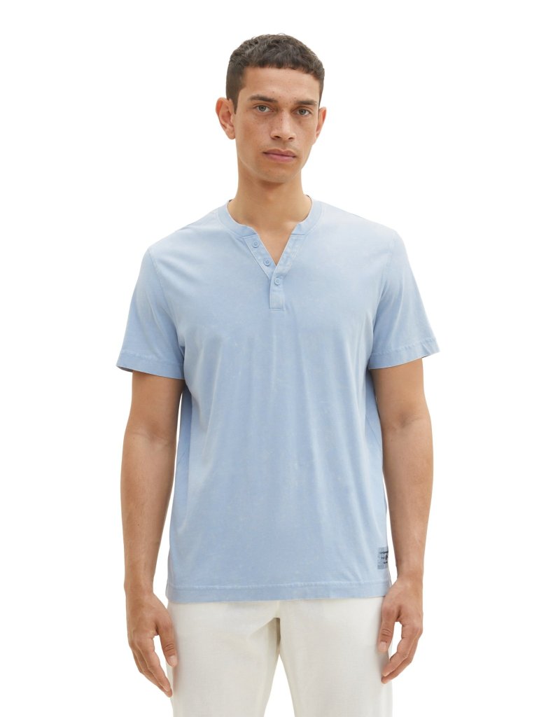 TOM TAILOR PÁNSKÉ HENLEY TRIKO OPRANÝ VZHLED -SOFT BLUE