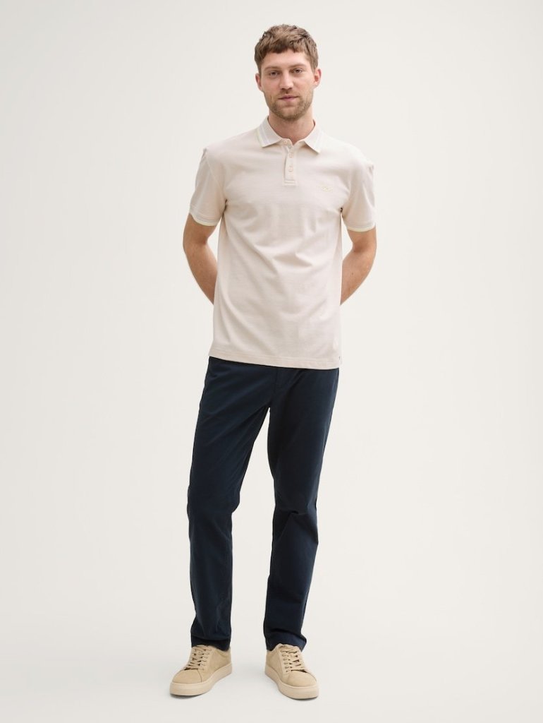 TOM TAILOR® PÁNSKÉ PIQUÉ POLO STREČOVÉ - BÉŽOVÉ