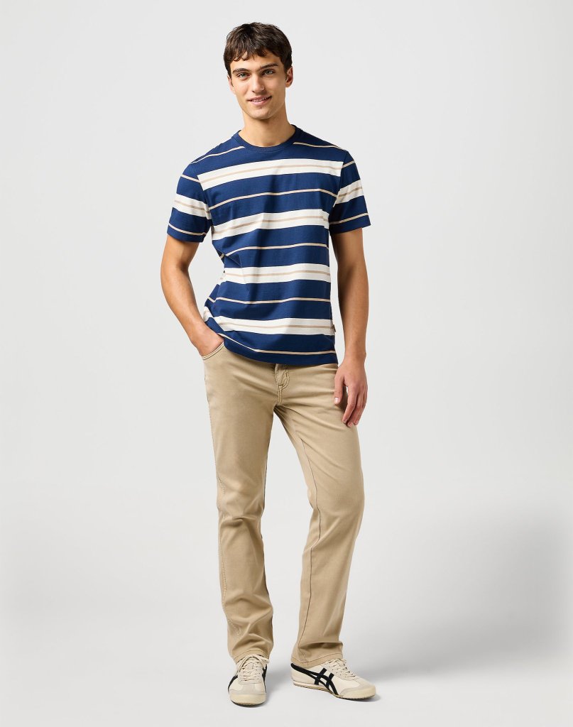 WRANGLER® PÁNSKÉ PRUHOVANÉ TRIKO S KRÁTKÝM RUKÁVEM - NAVY