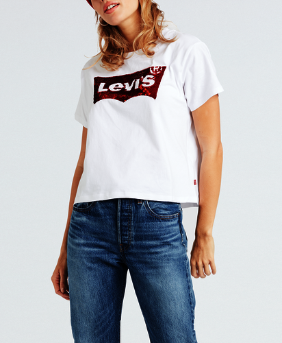 LEVI"S® DÁMSKÉ ZKRÁCENÉ TRIKO GRAPHIC VARSITY BÍLÉ