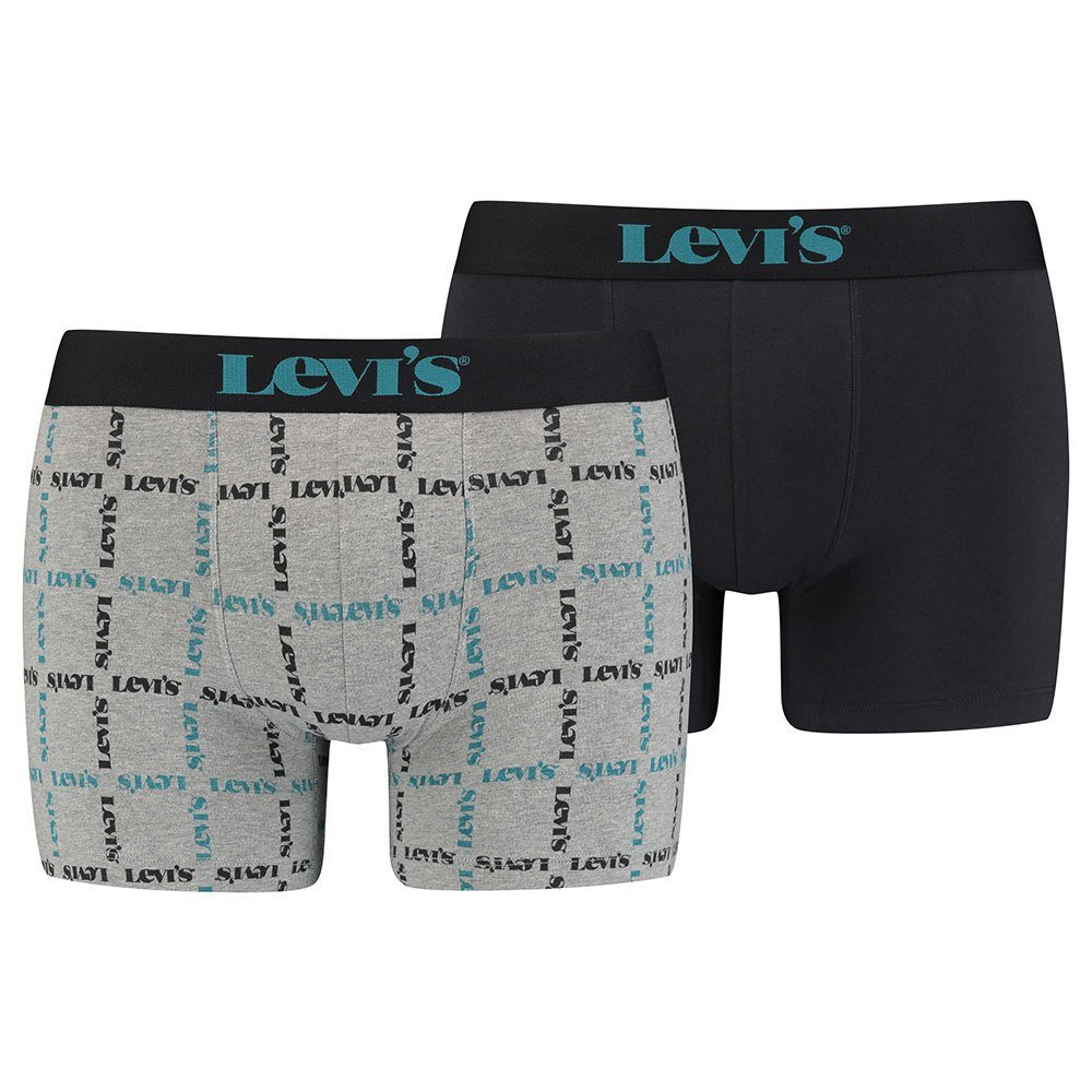 Levi´s®DUO PACK BOXERKY LOGO PLAID - GREY/BLACK