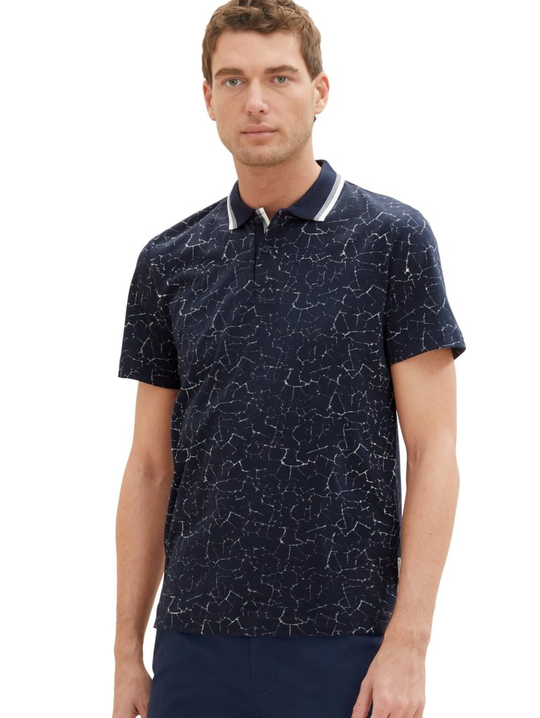 TOM TAILOR PÁNSKÉ POLO POPRASKANÝ VZHLED - MODRÁ