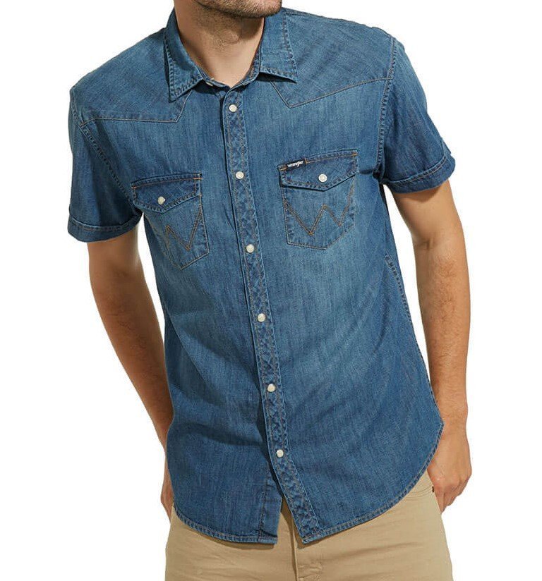 WRANGLER® PÁNSKÁ WESTERNOVÁ KOŠILE A KR.RUKÁVEM- STONEWASH