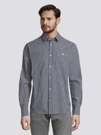 TOM TAILOR®KOŠILE DL.RUKÁV DROBNÁ KOSTKA ŠEDÁ