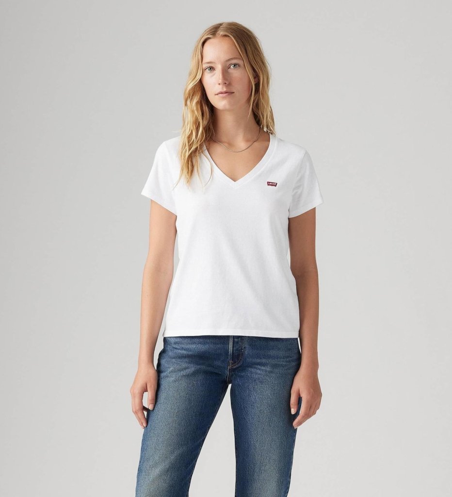 LEVI'S® PERFECT SLUB VNECK -BRIGHT WHITE