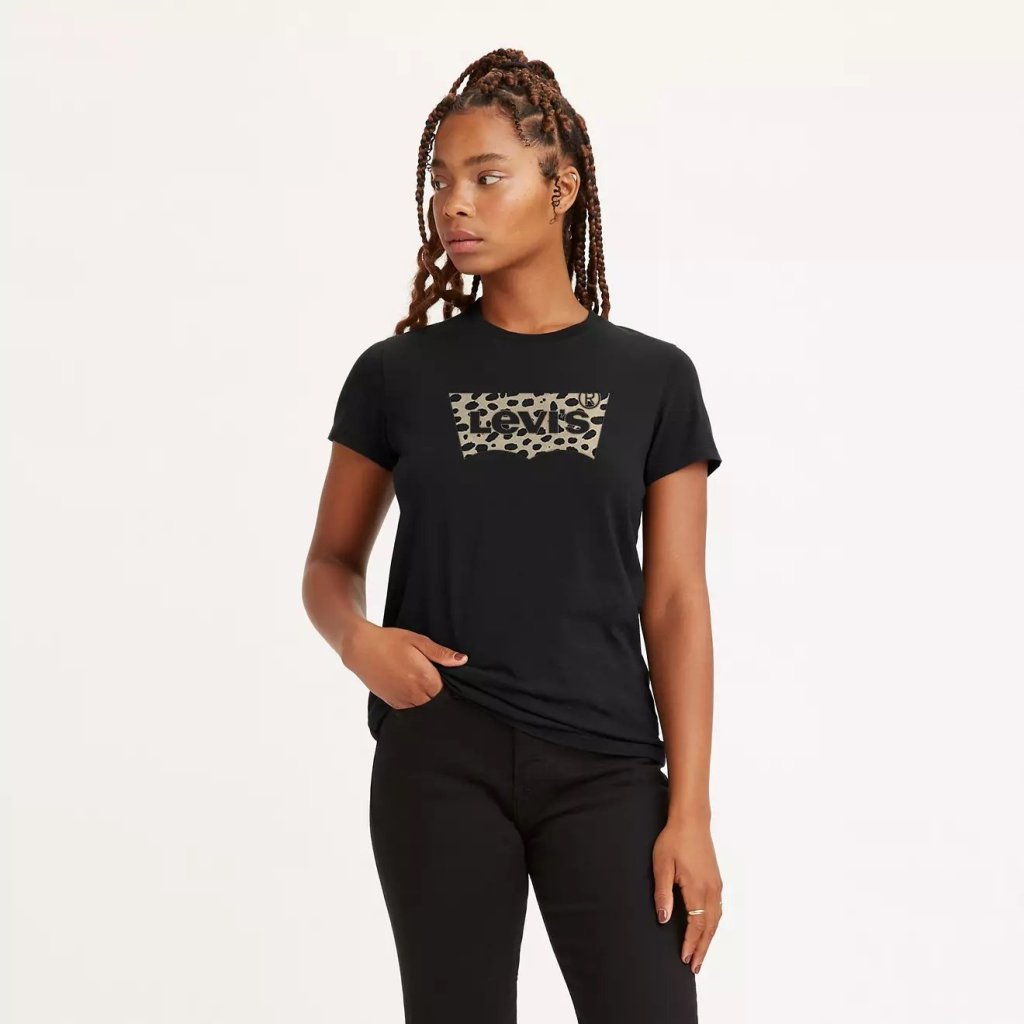 LEVI'S® THE PERFECT TEE LEOPARD BATWING - ČERNÉ